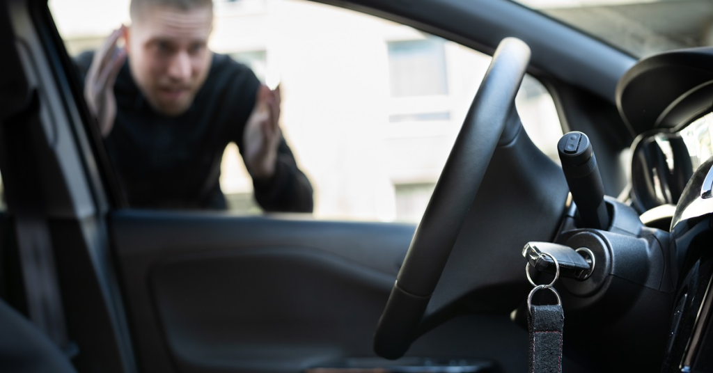 Person using smartphone Bluelink app to unlock Hyundai near Lawrence KS