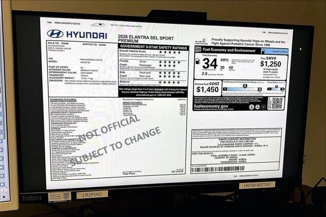 2026 Hyundai ELANTRA SEL Sport