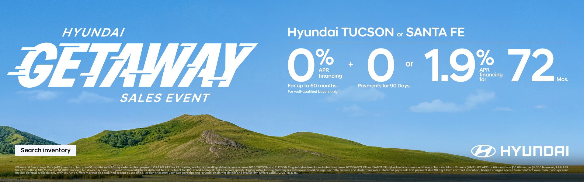 2026 Hyundai Tucson, Santa Fe APR Offer